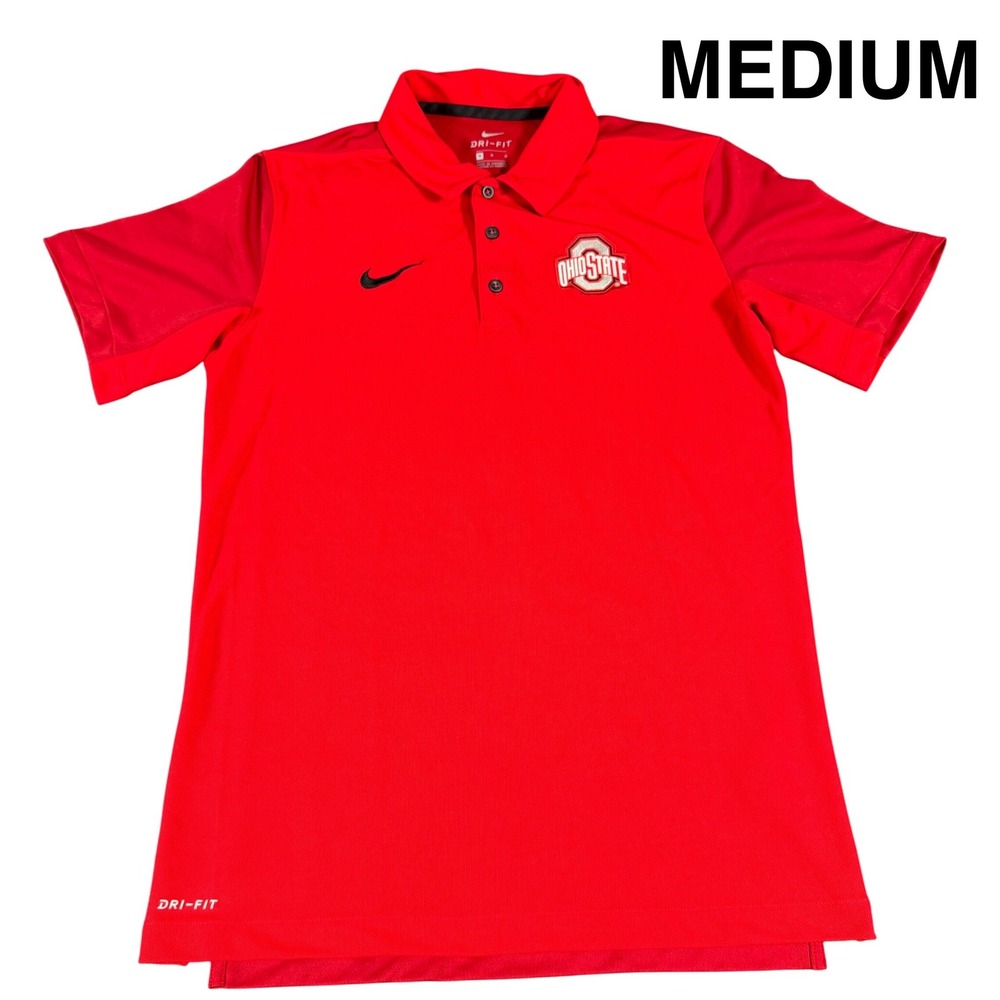 Nike‎ Ohio State Buckeyes Dri-FIT Golf Polo Shirt Men's Medium Red NCAA Football